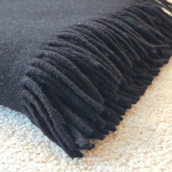 Oversized THICK Wool Wrap Flawless Black Fringe Men's Tall Plus - Picture 14 of 15